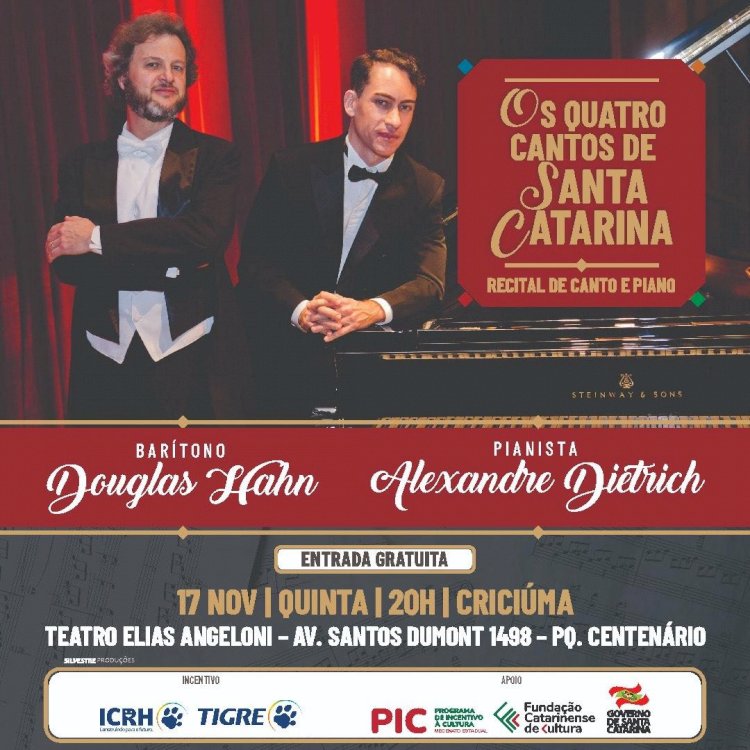 RELEASE RECITAL  DE CANTO E PIANO “OS QUATRO CANTOS DE SANTA CATARINA” EM CRICIÚMA