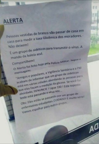 É FAKE: Suposto grupo de estudantes fazendo medições falsas de glicemia na cidade