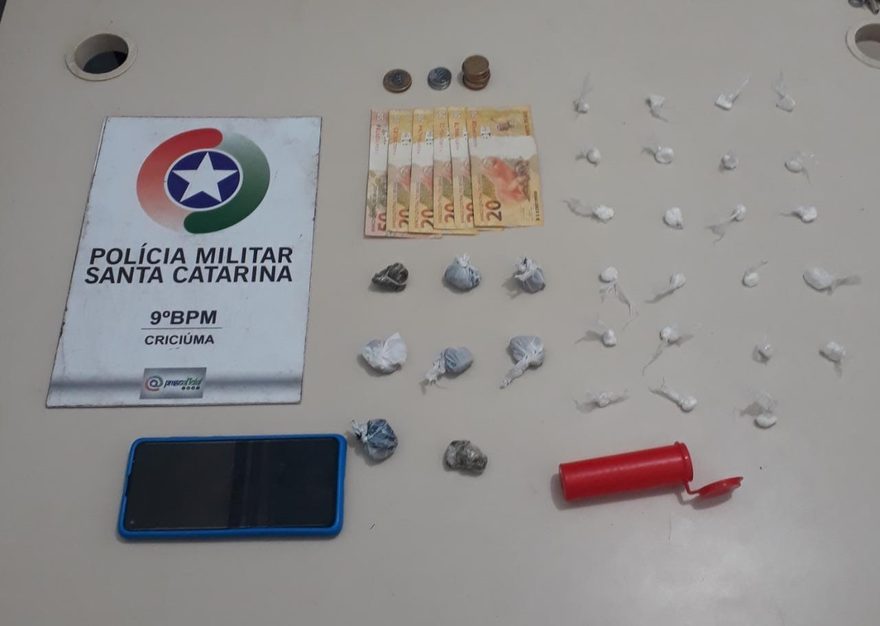 Polícia Militar prende dupla por tráfico de drogas em Criciúma