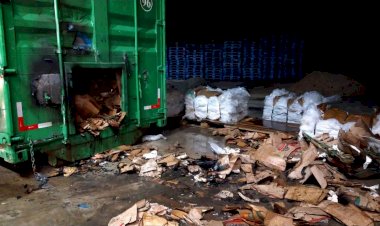 Maquina pega fogo em empresa de Criciúma