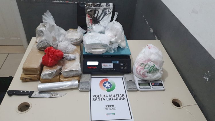 Polícia Militar apreende mais de 8 kg de Maconha e quase 2 kg de Cocaína em Criciúma