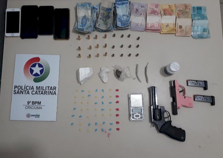 Policia Militar apreende armas e drogas com casal na área central de Criciúma