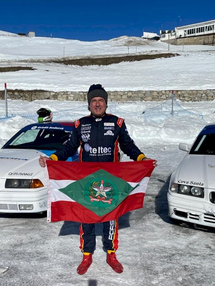 Piloto de Criciúma André Gaidzinski participou de desafio na neve, em Andorra, nos Pirineus, entre a Espanha e a França