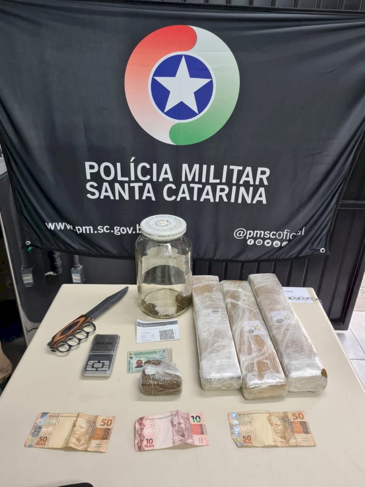 PM apreende mais de 3 kg de Maconha com traficante na Forquilhinha