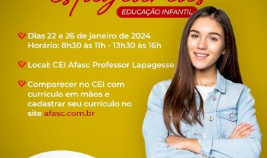 Afasc abre seleção para estagiárias nos CEIs
