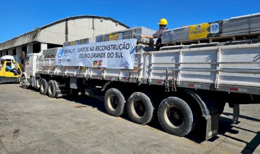 Imbralit ergue bandeira do RS e anuncia doação de 100 tonelada de telhas
