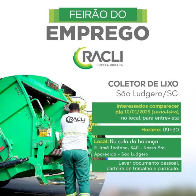 Racli Limpeza Urbana promove feirões de emprego para contratação de coletores e motoristas