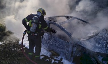 Veículo a gás pega fogo em Criciúma