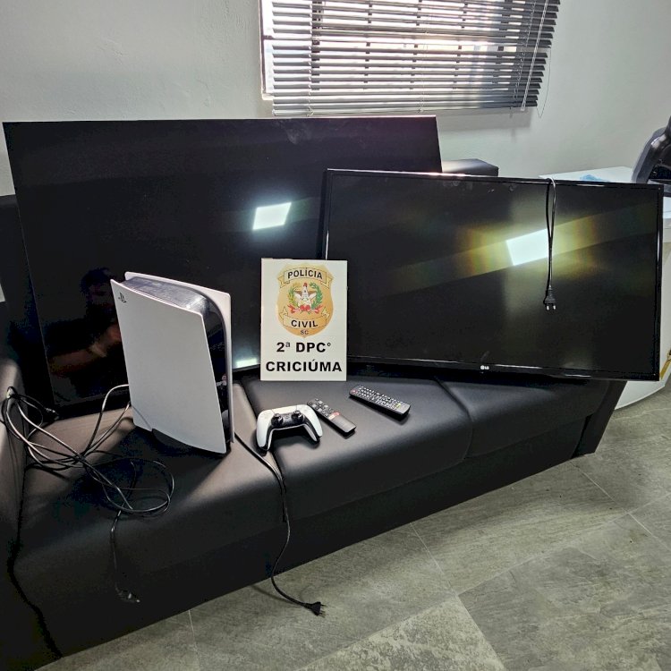 POLÍCIA CIVIL DE CRICIÚMA RECUPERA TELEVISORES E PLAYSTATION 5 FURTADOS NO RIO MAINA