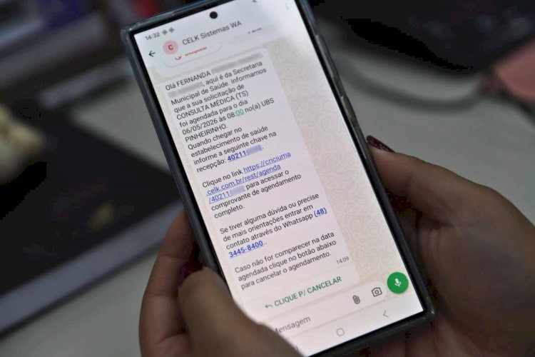 Pacientes de Criciúma receberão aviso de consultas pelo WhatsApp