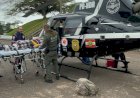 Helicóptero do SAER Aeromédico socorre vitima que se feriu com uma faca quando manuseava um suíno