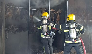 BOMBEIROS SÃO ACIONADOS PARA COMBATER INCÊNDIOEM ESTUFA DE FUMO