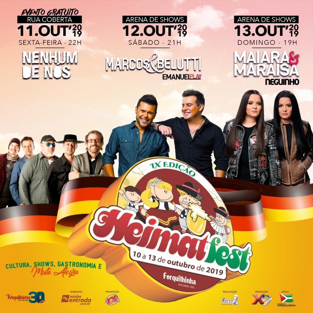 Heimatfest vai contar com três shows nacionais em Forquilhinha