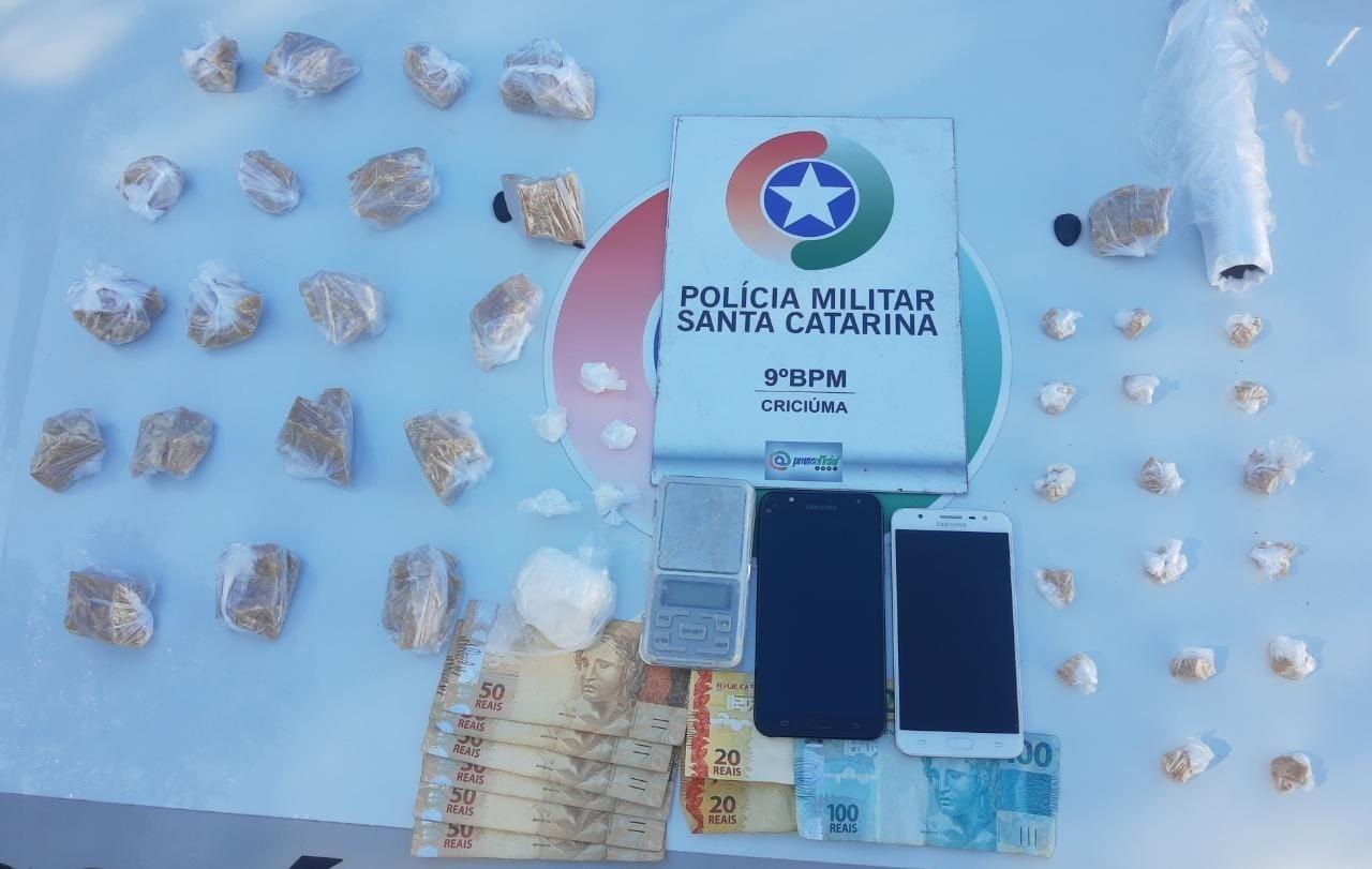 Policia Militar prende dupla com cerca de 1 kg de crack em Criciúma